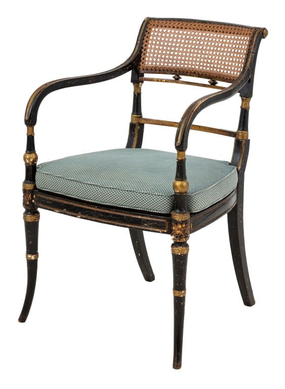 Regency Cane Paneled Armchair (1 of 6)