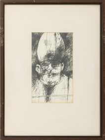 Sidney Goodman Portrait of Pope XXIII Ink, 1959