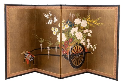 Japanese 4-Panel Byobu Screen