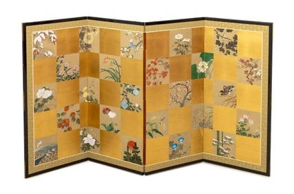 Japanese 4-Panel Byobu Screen