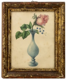 Floral Still Life Watercolor on Paper, 19th C.