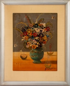A. Lioton Symbolist Flower Study Oil on Canvas