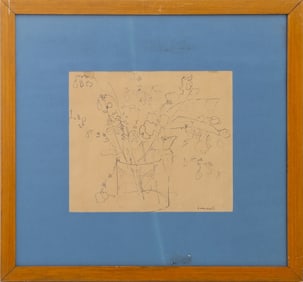 Giovanni Omiccioli Bouquet Still Life Ink on Paper