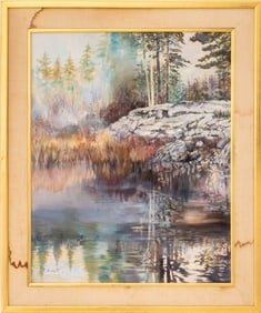 Anne Blodgett Alpine Forest Stream Oil on Canvas