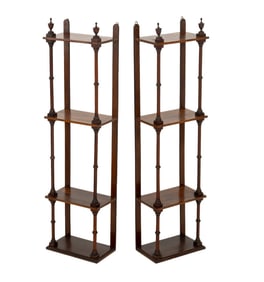 Regency Style Mahogany Hanging Wall Shelves, Pair
