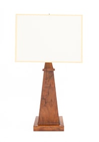 Arts and Crafts Oak Triangle Form Table Lamp