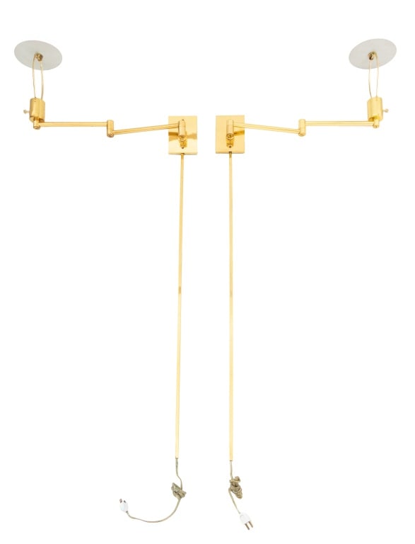 Hansen for Metalarte Brass Swing Arm Sconces, Pr (1 of 9)