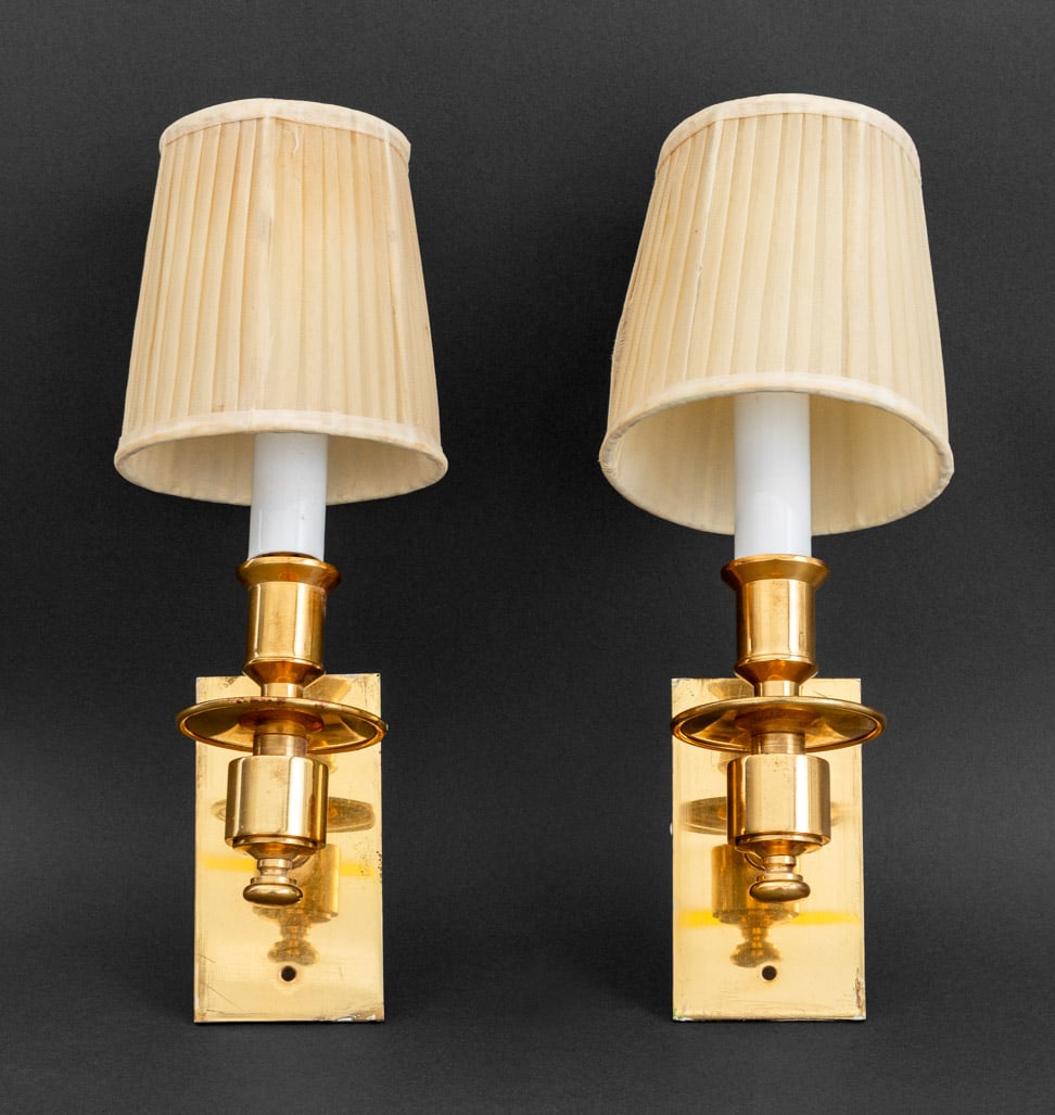Gilt Brass Candlestick Wall Sconces, Pair (1 of 5)