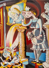 Frank Maese Maid with Duster Acrylic on Canvas