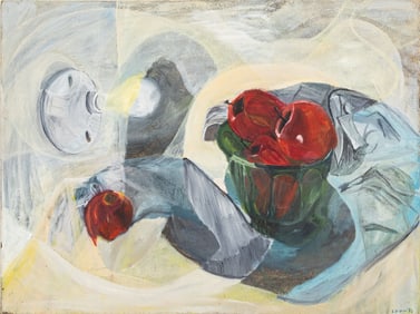Skip Snow Still Life Scene Oil on Canvas, 1986