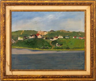 Lou Spitzer "Across Fort Pond" Oil on Canvas, 1949