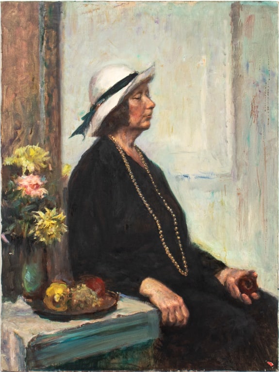 Peter Ho Woman in White Hat Oil on Canvas (1 of 6)