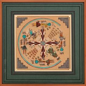 Navajo Native American Figural Sand Painting