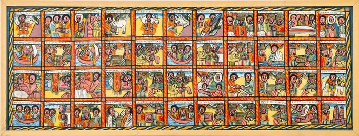 Ethiopian Religious Scene Acrylic on Canvas