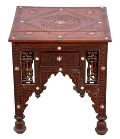 Syrian Walnut and Mother-of-Pearl Side Table