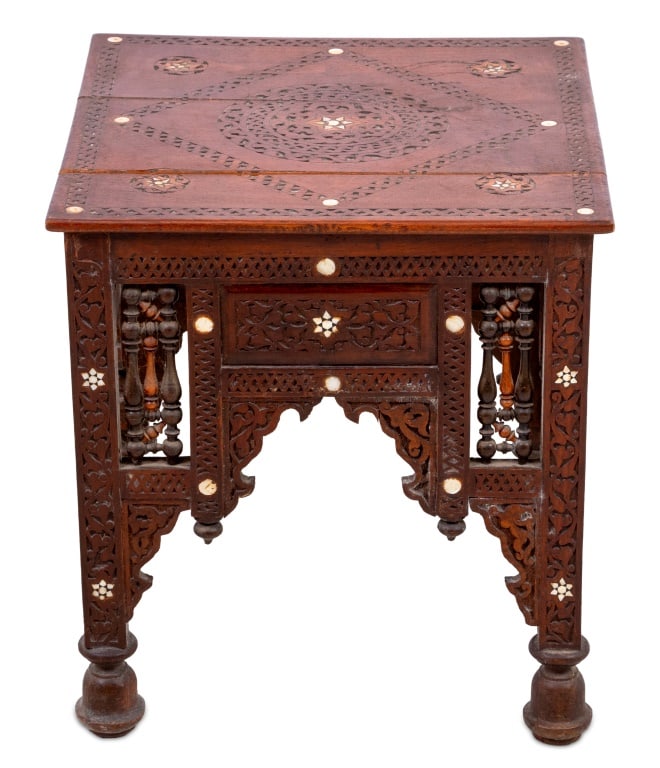 Syrian Walnut and Mother-of-Pearl Side Table (1 of 4)