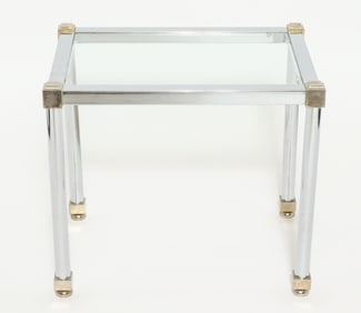 Maison Jansen Style Metal and Glass Side Table