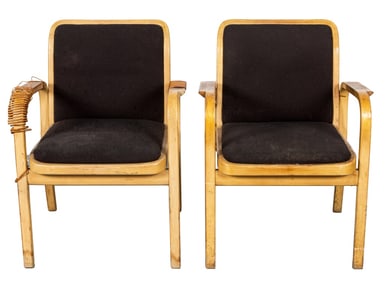 Alvar Aalto for Artek E45 Bentwood Armchairs, Pair
