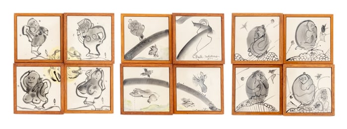 Eva Bouzard-Hui Framed Ceramic Tiles, 12