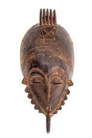 Ivory Coast Yaure Carved Wood Mask
