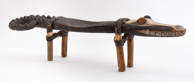 Oceanic Carved & Painted Wood Crocodile