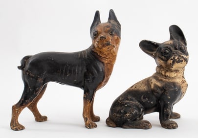 Cold-Painted Cast Iron Terrier Form Doorstops, 2