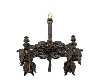 Gothic Style Cast Iron 4-Light Chandelier