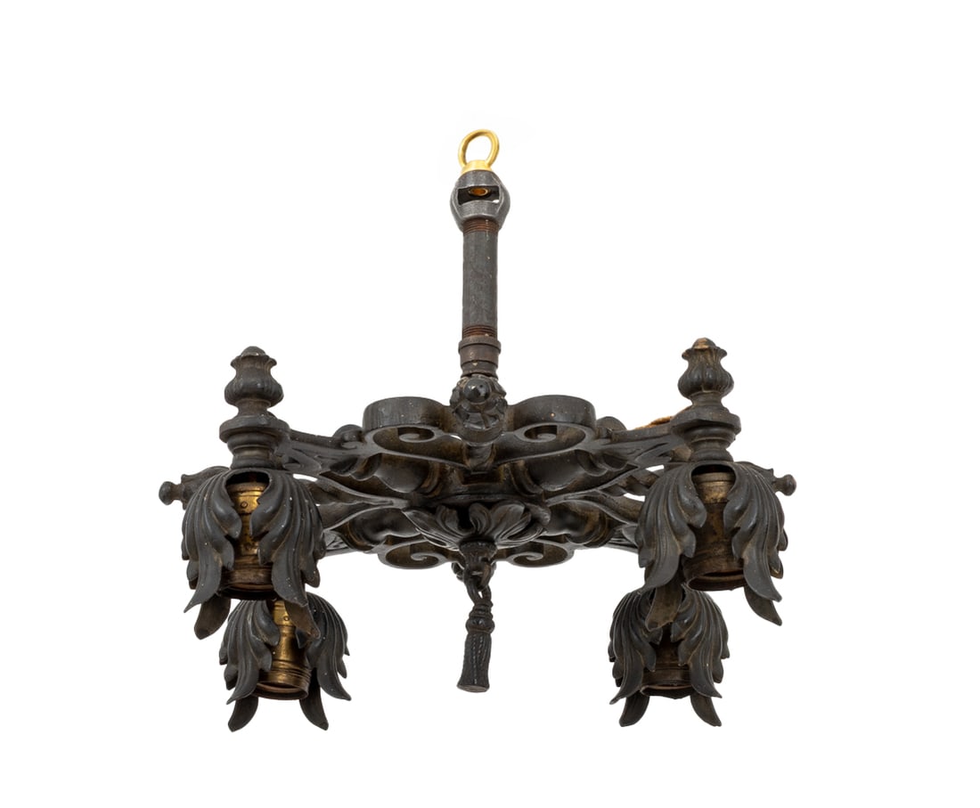 Gothic Style Cast Iron 4-Light Chandelier (1 of 8)