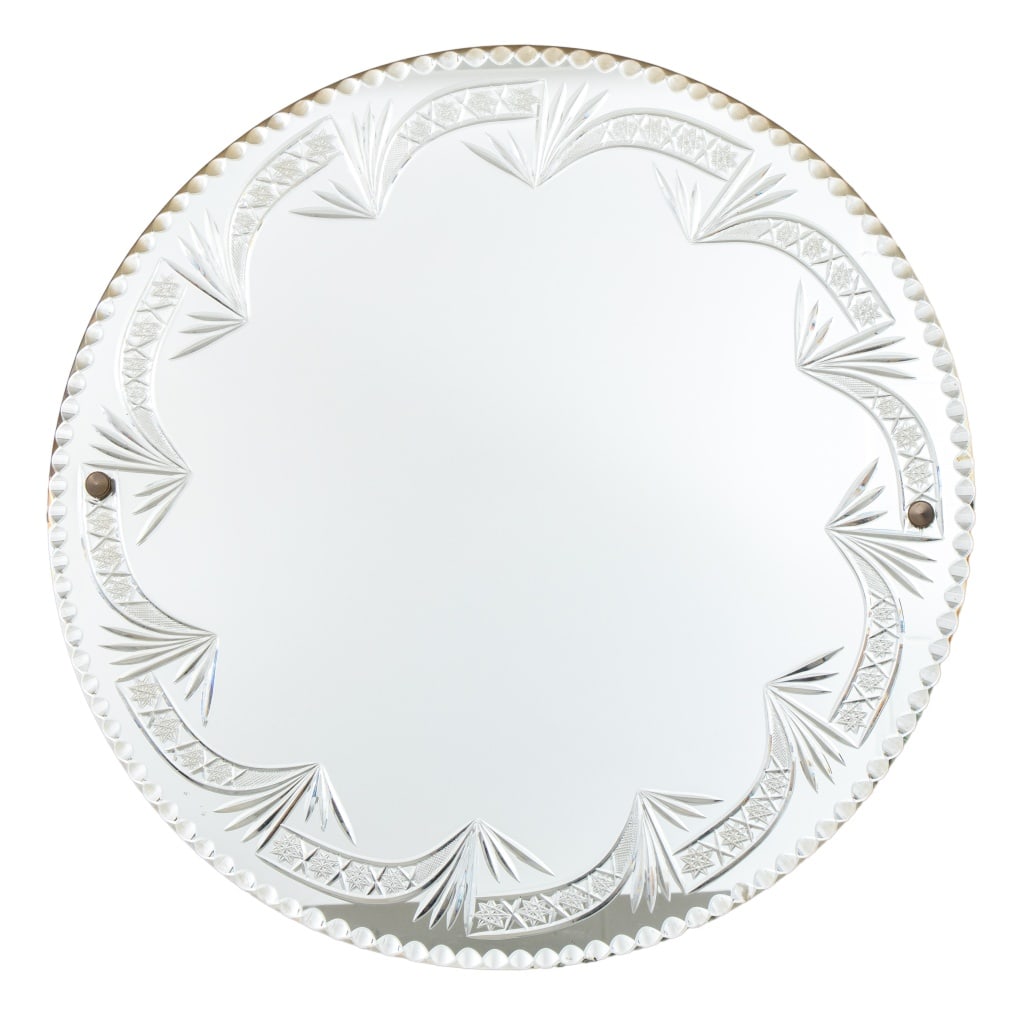 Venetian Style Circular Floral Etched Mirror (1 of 6)