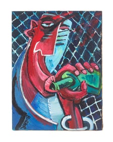 Steve Butcher "Bottlehead" Oil on Canvas, 1984