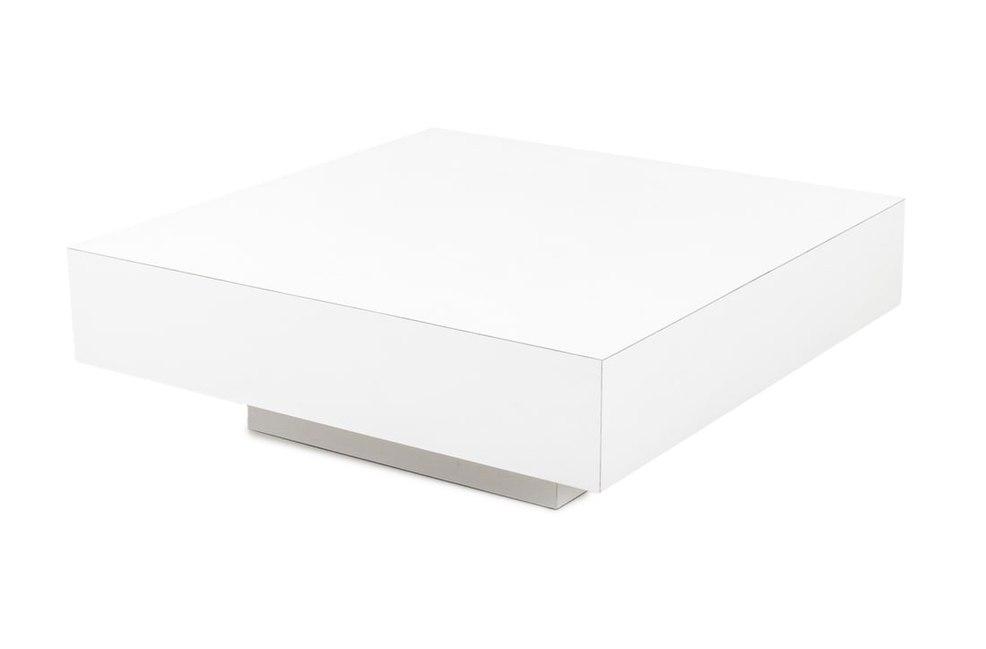 Postmodern White Laminate Square Coffee Table (1 of 5)