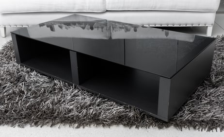 Modern Minimalist GlassTop Black Coffee Table