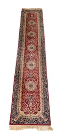 Persian Kashan Runner, 12' 7" x 2' 3.5"