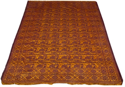 Floral Pattern Woven Coverlet, 7' 9" x 5' 9"