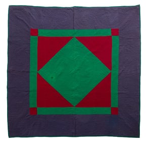 Amish Diamond in Square Quilt, 5' 10" x 6' 1"