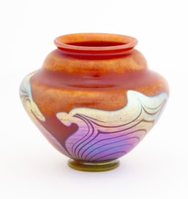 Louis Comfort Tiffany Red Favrile Glass Vase