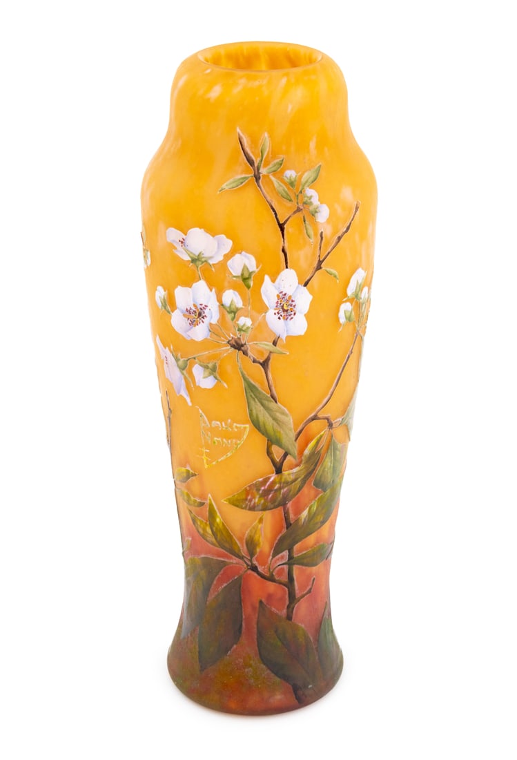 Daum Nancy Cameo and Enameled Art Glass Vase