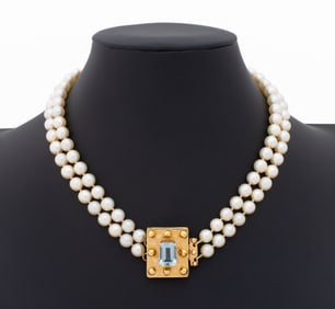 Mark Spirito 14K Topaz Cultured Pearl Necklace