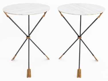 French Empire Style Arrow Side Tables, Pair