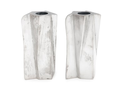 Naomi Siegmann Sterling Silver Candlesticks, Pair