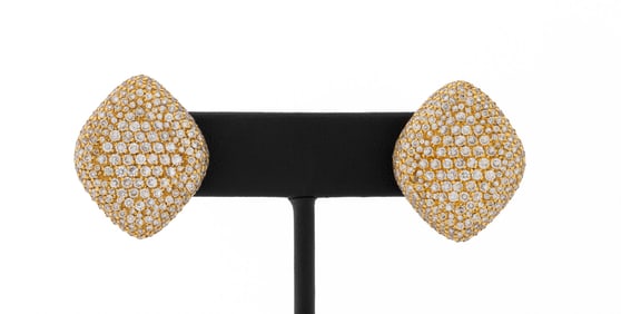 Andreoli 18K Yellow Gold Pave Diamond Earrings