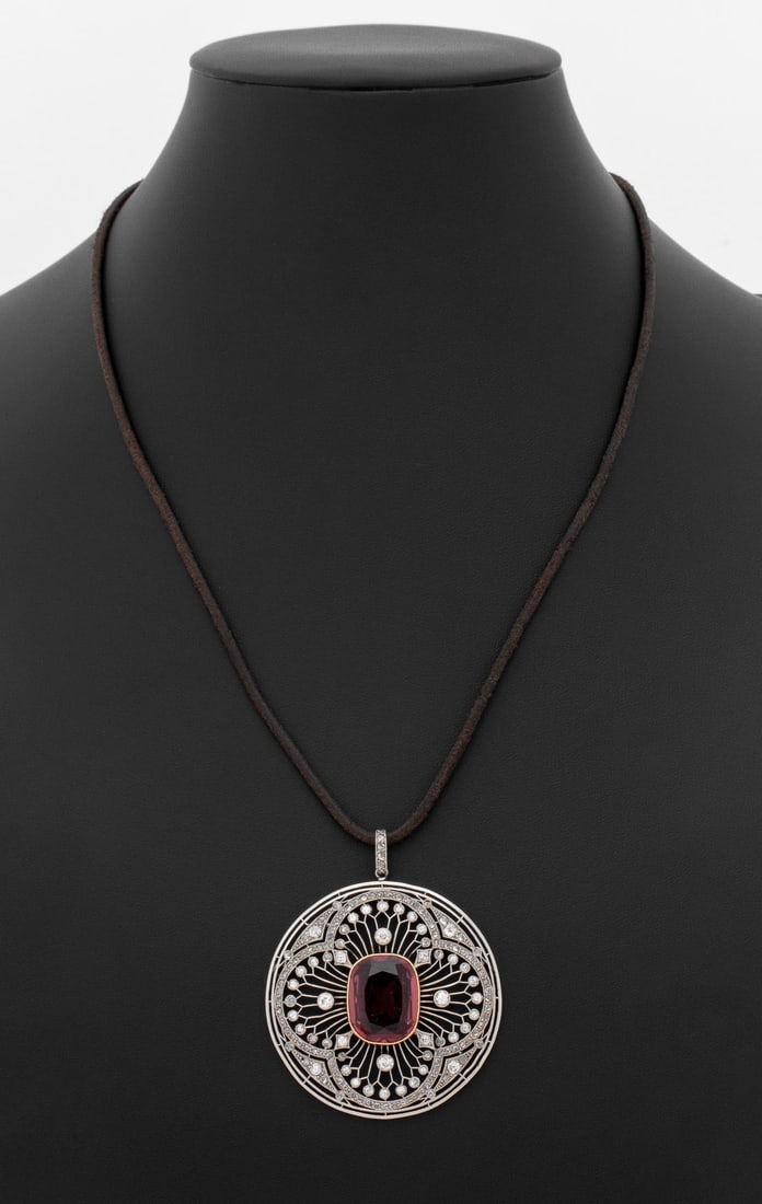 Platinum Spinel Diamond Pendant Necklace (1 of 5)