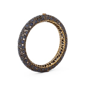 Indian Vermeil Silver Sapphire Hinged Bangle