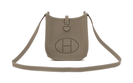Hermes Evelyne Gray Leather Crossbody Bag