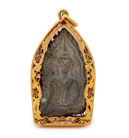 Thailand 22K Yellow Gold Buddha Amulet
