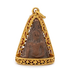 Thailand 22K Yellow Gold Buddha Amulet