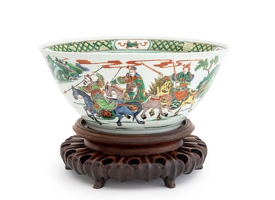 Chinese Famille Verte "Warriors" Bowl