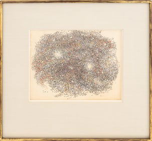 Manfred Schwartz Abstract Pointillist Mixed Media