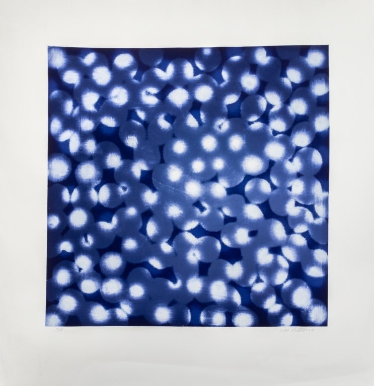 Ross Bleckner "Chaperone" Etching and Aquatint: Ross Bleckner (American, b. 1949), "Chaperone", Etching and Aquatint in Colors on Paper, 2002, marked "AP4" lower left, signed in pencil and dated lower right, unframed. Image: 26.75" H x 26.5" W; she