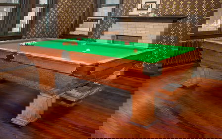 Atlantic Billiard Table Co. Carved Oak Pool Table